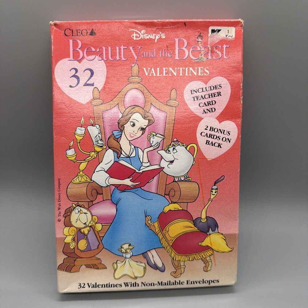 Disney Beauty and The Beast Vintage Valentine Cards